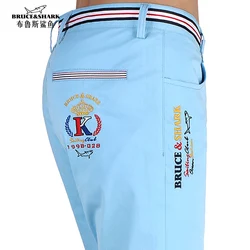 New Summer Men's Light Blue Pants Bruce&Shark Straight Stretch Business Men's Trousers Casual Fashion Pants Man Big Size 40