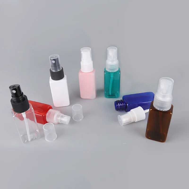 500pcs 30ml Square PET Bottle with White/Clear/Black Plastic Sprayer For Use Travel Portable Refillable Perfume Container Jar