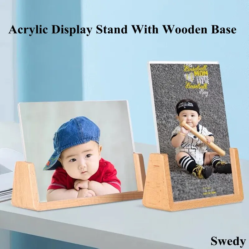 A4 210X297MM Table Wooden Picture Photo Poster Frames Acrylic Sign Holder Display Stand Restaurant Menu Paper Place Card Holder