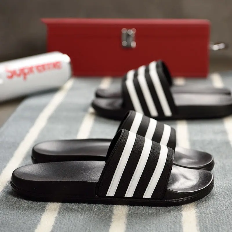 Wear-resistant slippers for women indoor fashion stripes in summer couples wear sandals slippers outdoors in non-slip bathroom