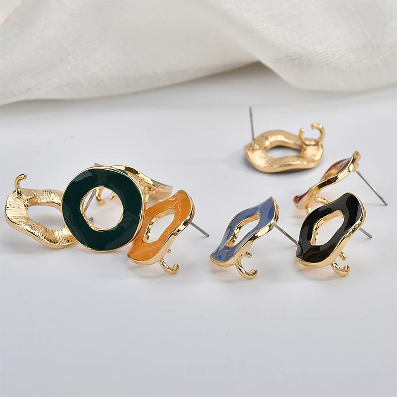 Morandi retro shaped hollow round simple earrings DIY handmade jewelry earrings accessories material