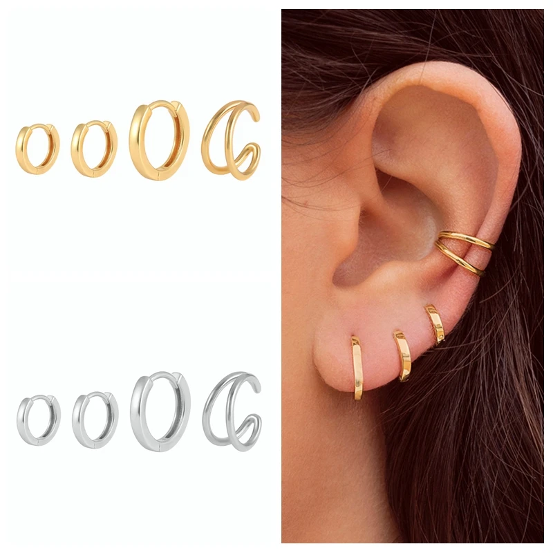 CANNER 4PCS/Set Fashion Wear Earrings Pendientes Korean Fashion Y2K Earrings For Women Piercing Earrings Hoops Jewelrys Gifts