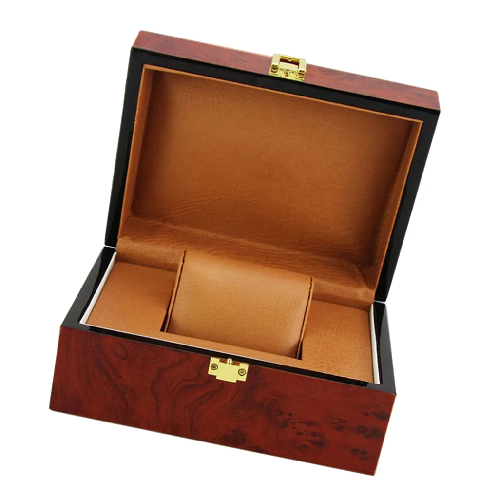 Vintage Luxury Watch Box Wine Red Natural Wooden Jewelry Wristwatch Display Box Travel Jewelry Organizer Showcase Birthday Gift