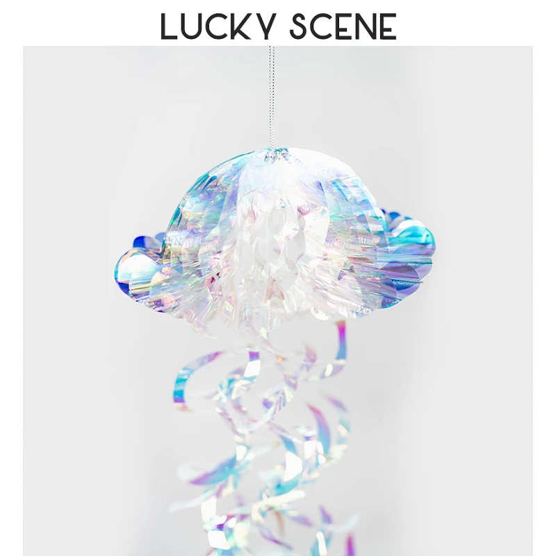 3d虹色のクラゲの人魚のテーマパーティー,吊り下げクラゲの装飾,誕生日パーティー,ベビーシャワーs01312