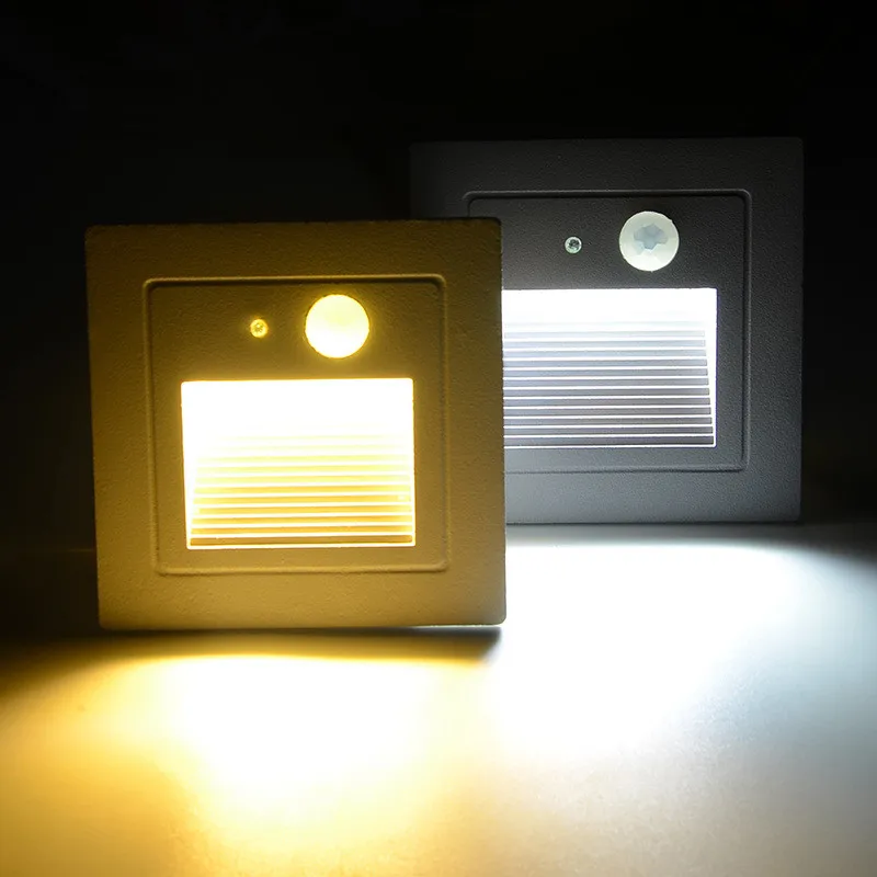 led wall lamp 5W IP65 PIR Sensor LED Stair Light Step Light Recessed buried lamp indoor/ outdoor Waterproof Staircase Step light