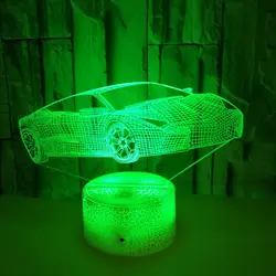 Baby Night Light Acrylic 3d Illusion Lamp Sports Car Nightlight Smart Phone 16 Color Remote Contal Table Lamp for Kids Child Gif