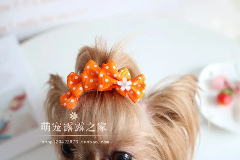 Pet Hair Clips Bow Wave Point Frog Clip Teddy Yorkshire Could XiShi Shih Tzu Polka Pet Dog Clip 20PCS