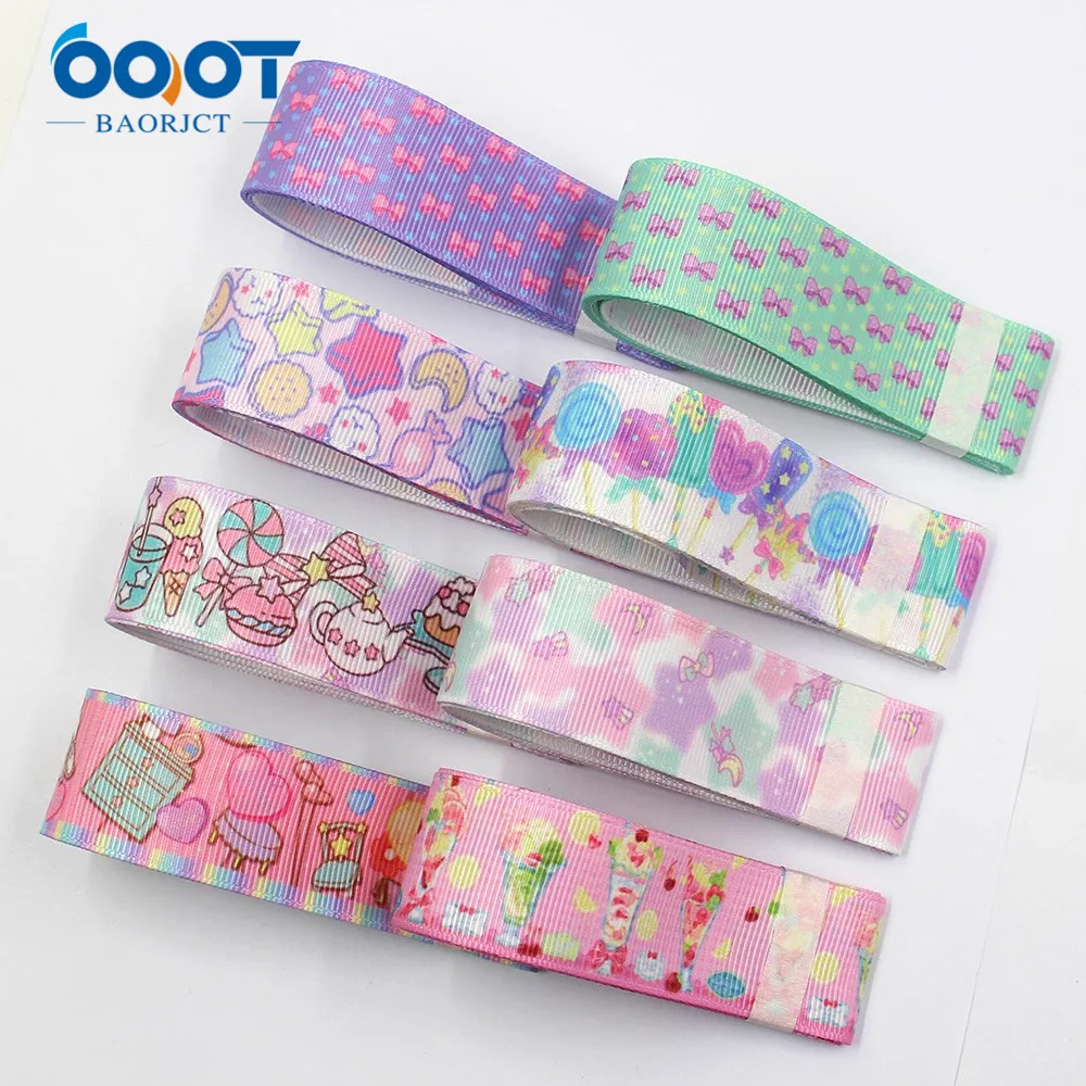 OOOT BAORJCT L-20430-332,25mm,10yards cartoon Thermal transfer Printed grosgrain Ribbons,bow cap accessorie DIY Party Decoration