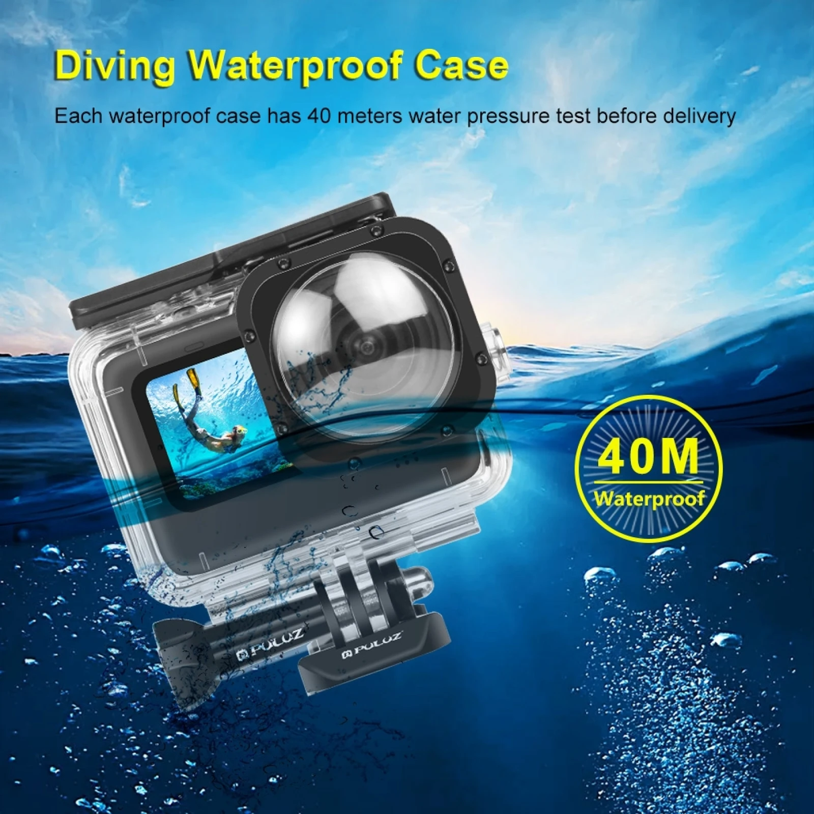 PULUZ 40m Waterproof Housing Protective Case with Buckle Basic Mount & Screw for GoPro HERO11 10 9 Black Max Lens Mod Cover