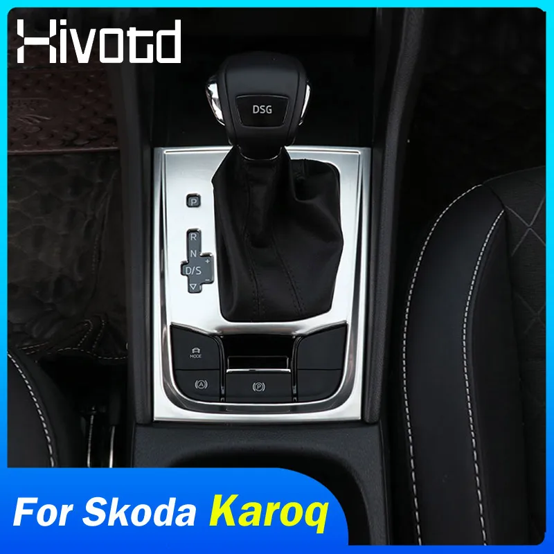 For Skoda Karoq 2023 2024 Accessories Central Control Gearshift Frame Trim Cover Sticker Interior Dash Decoration Control Panel