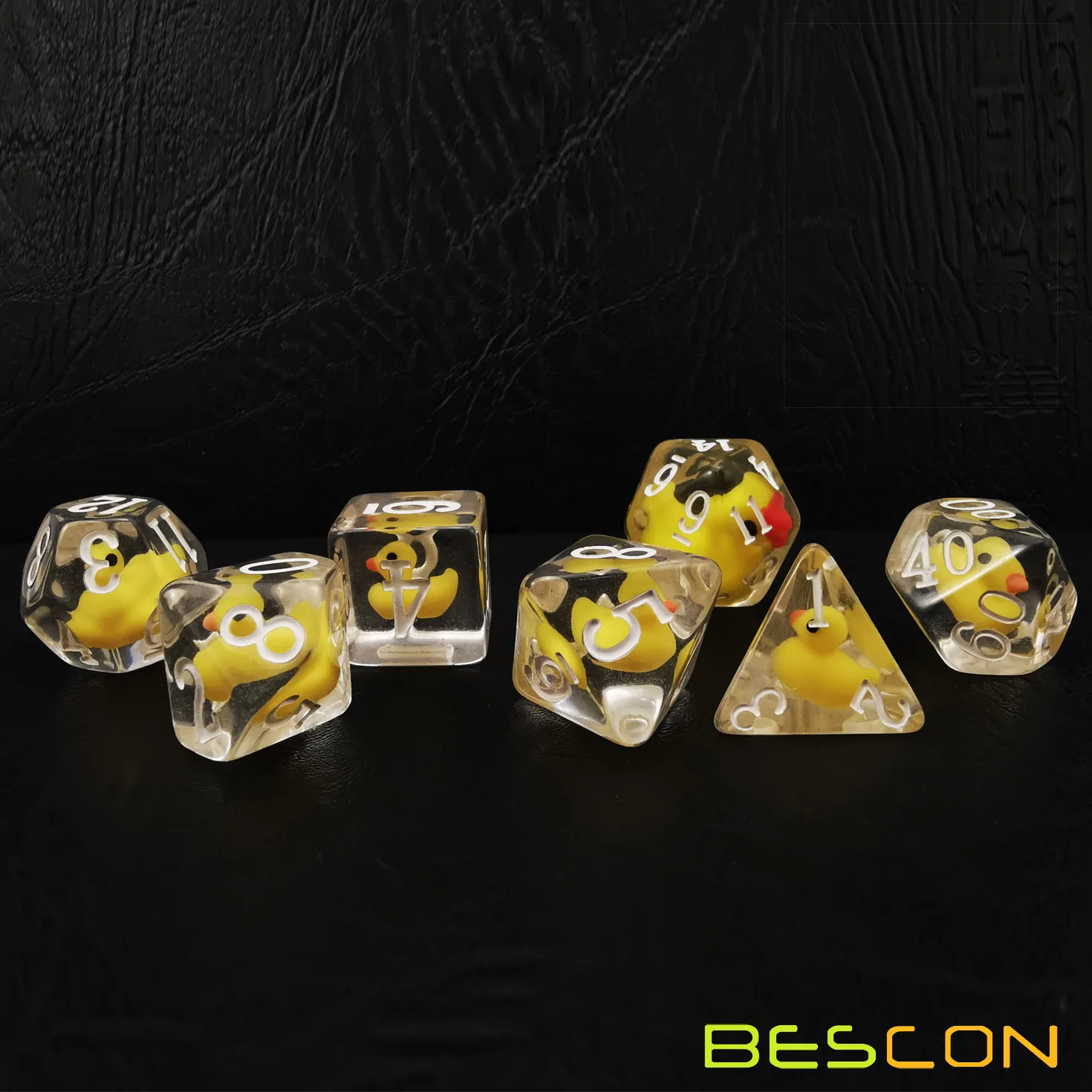 Bescon YellowDuck RPG Dice Set of 7,  Novelty Yellow Duck Polyhedral Game Dice set