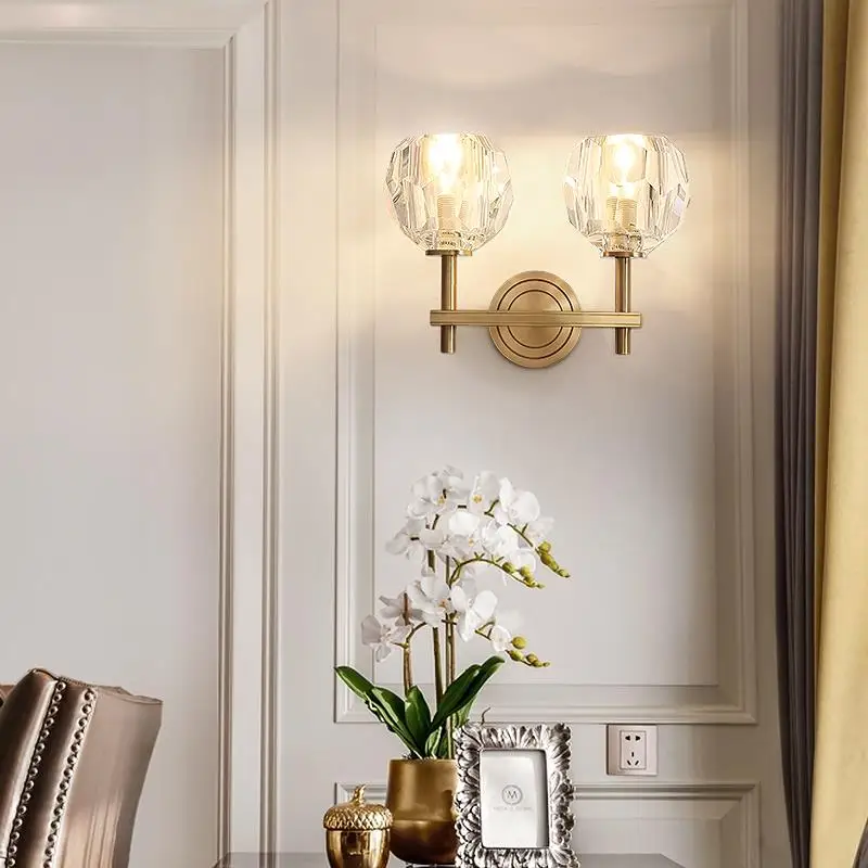 Traditional Full Brass Wall Lamp Black Gold Glass Shade Living Room Wall Mounted Light Villa Luxury Art Decoration Lamp E14 Bulb image 6