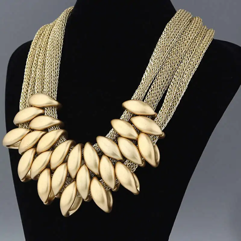 Fashion Brand New Big Gold Net Chain Chunky Statement Necklace Women Floating Charm Choker Female Jewelry Party Gift