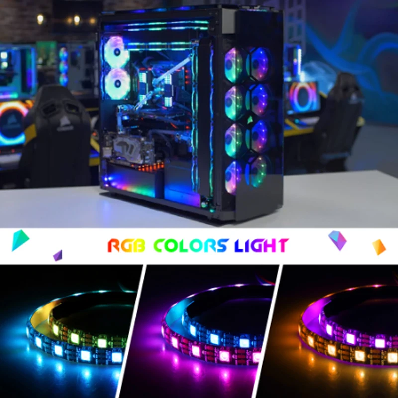 RGB PC addressable pixel LED strip ASUS Aura SYNC MSI Mystic Light GIGABYTE RGB Fusion2.0 3Pin Header on Motherboard Sync light