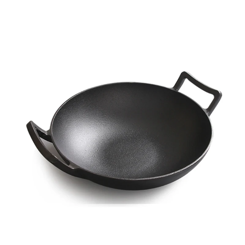 

Old-fashioned Flat Bottom Cast Iron Wok, 36cm