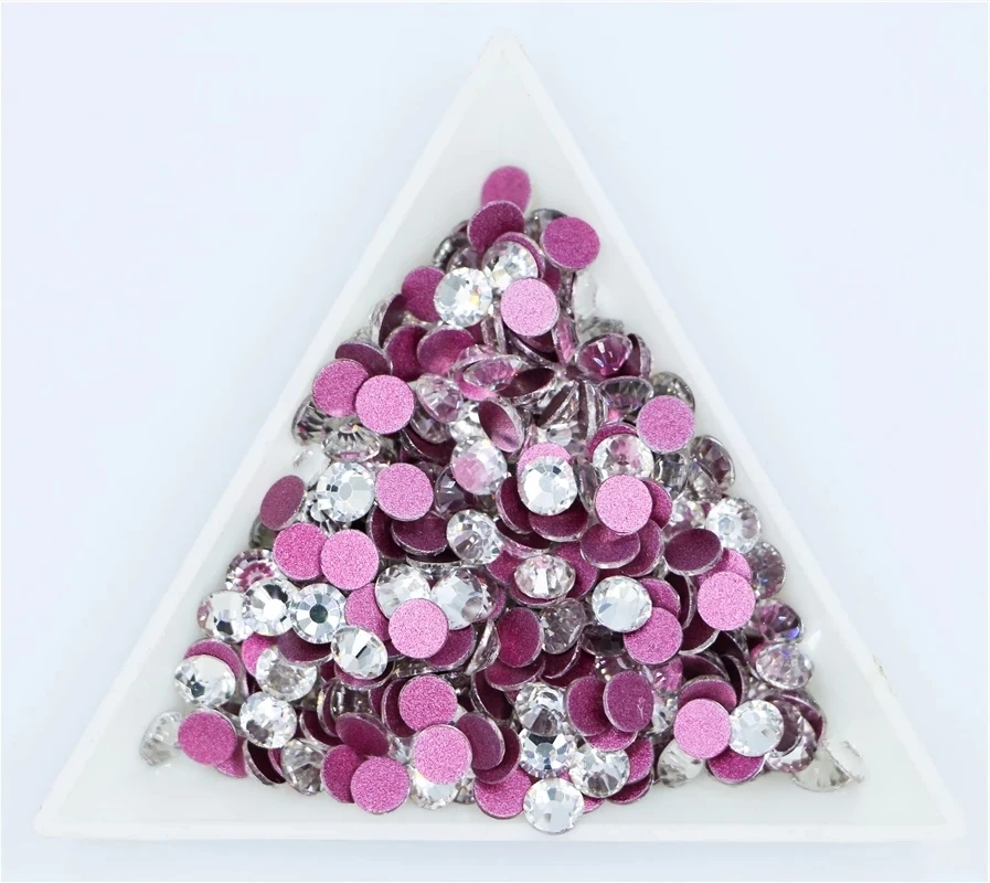 Strass per nail art in cristallo rosa AB Base rosa rosa Non hot fix Strass Decorazioni per nail art per indumenti in tessuto Strass