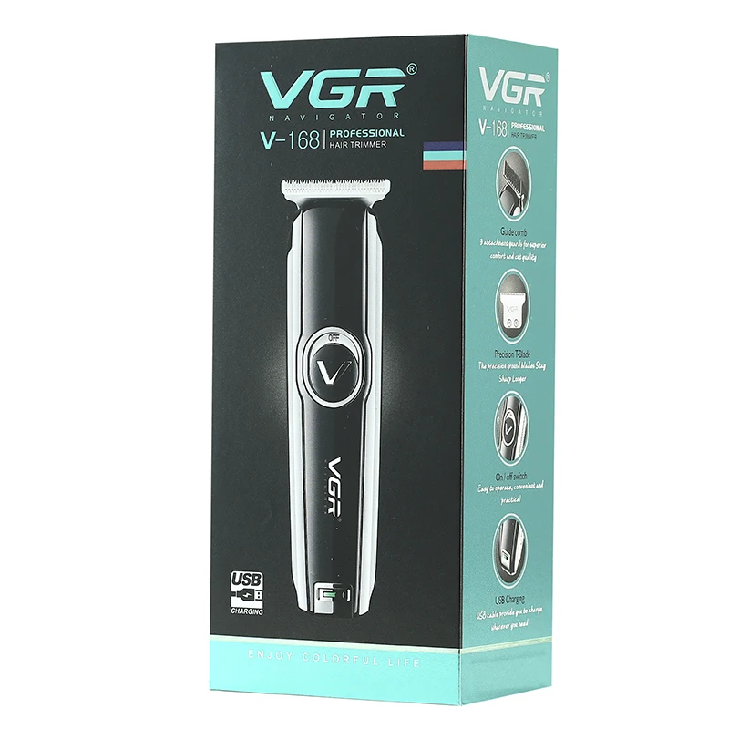 ที่ตัดขน V-168 vgr เครื่องเล็มผมสำหรับร้านตัดผมแบบมีช่องเสียบ USB ซักได้สำหรับร้านเสริมสวยหนวดเคราผู้ชาย vgr 168