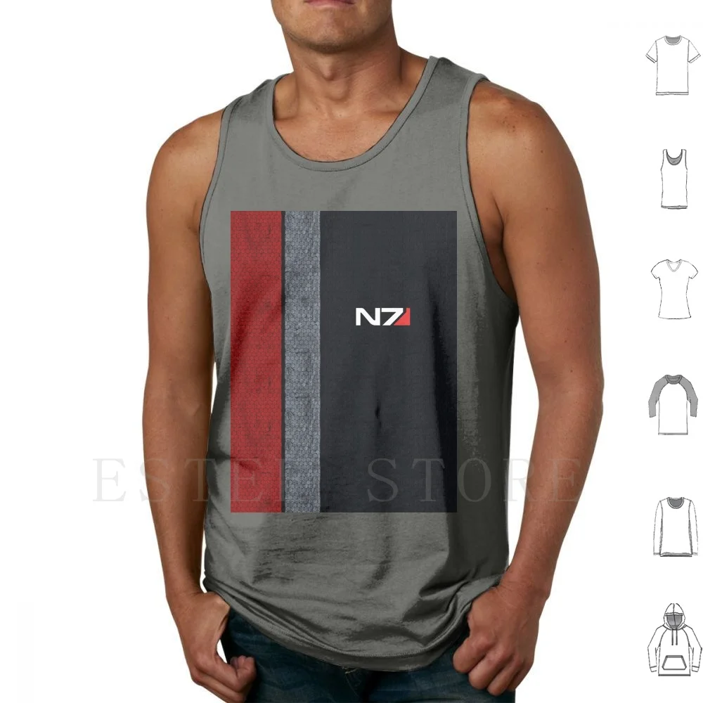 

Mass Effect-N7 Майки Жилет без рукавов Mass Effect Mass Effect N7 Красный Символ Командир Черный Белый Логотип Игра Битва