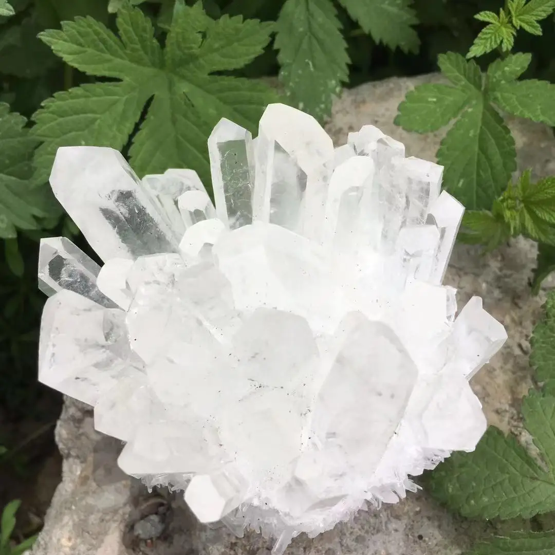 100%Natural White Crystal Cluster Druse Quartz Crystal Wand Nunatak Chakra Healing Reiki Stone Column Point Radiation