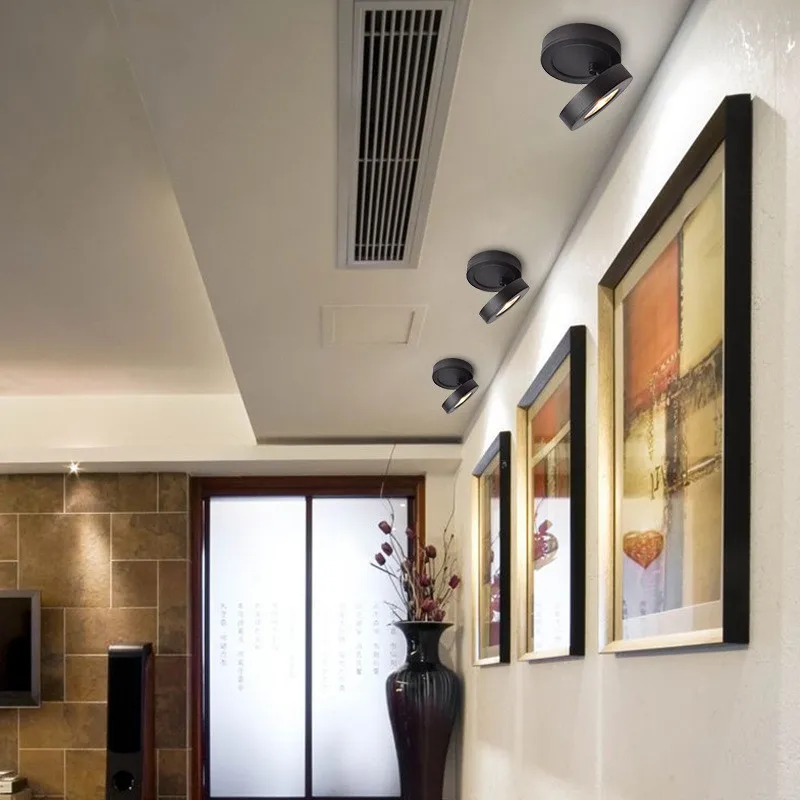 360 Angle Adjustable LED Surface Mounted Downlight Dimmable 5W 7W 10W 12W Ceiling Spot Light 3000K/4000K/6000K AC85-265V+ driver