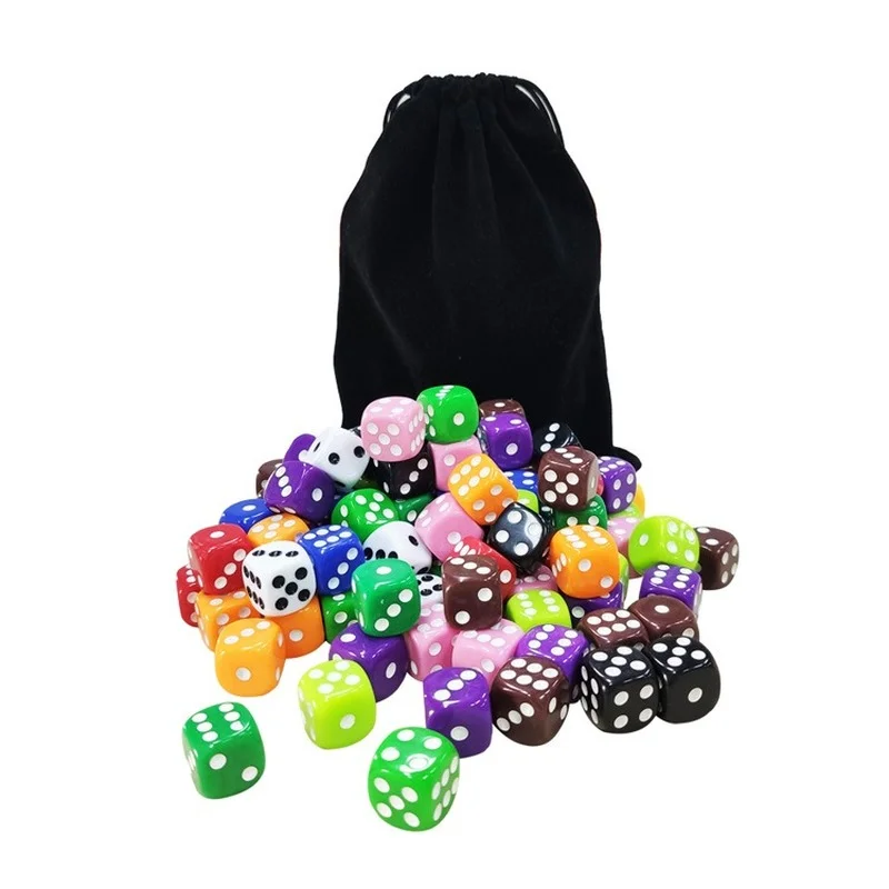 100Pcs/set 2021 Foreign Trade New Product 16mm Color Dice Acrylic New Material Dice Game Dice