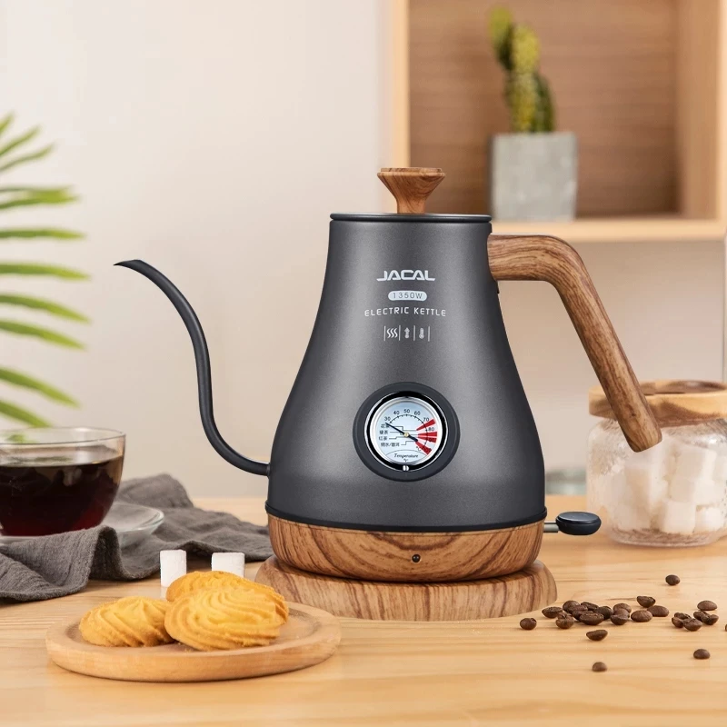 110V/220V Electric Kettle Long Spout Coffee Kettle Tea Pot Hand Brewing Coffee Pot Tea Maker with Temperature Controller 1L