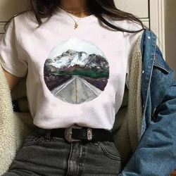 Women T Shirt  Womens Sweet Cartoon Mountain Fashion Printing Cute Mujer Camisetas Print Clothes Lady Tees Tops Lovely T-Shirt