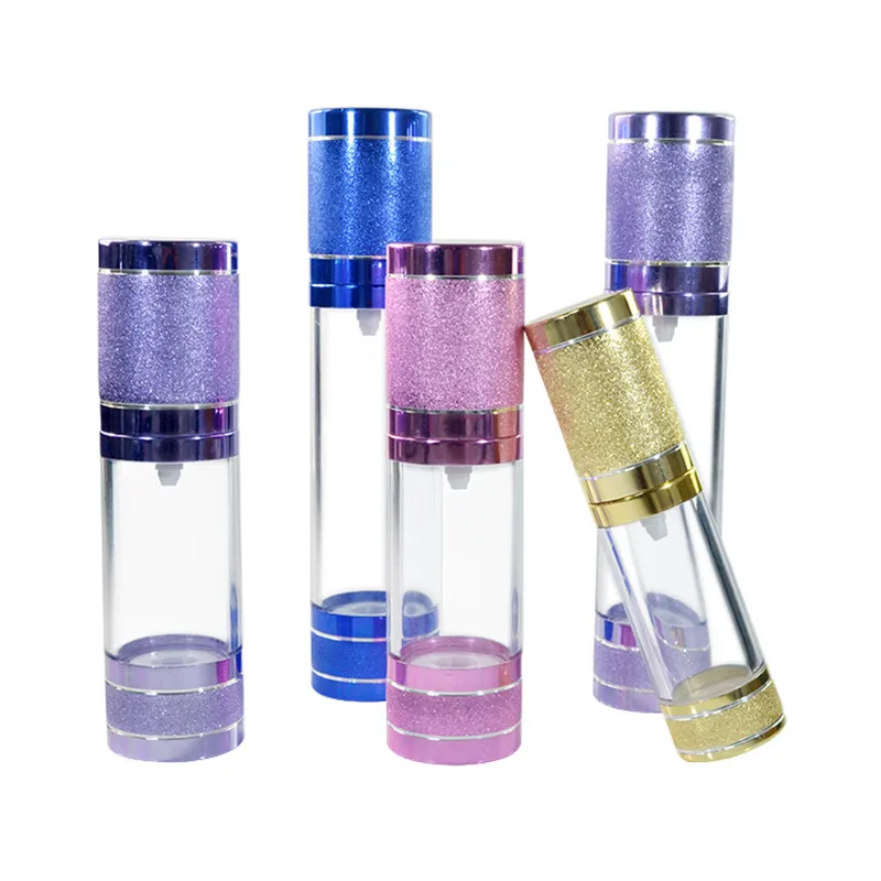 100pcs 30ml gold sliver purple plastic airless pump bottle  1oz blue airless pump bottle plastic  vacuum bottle