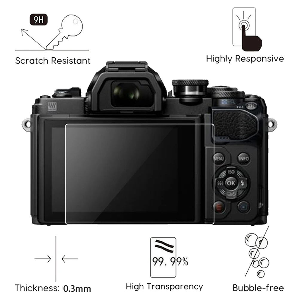 2Pcs For Olympus E-M1 E-M5 E-M10 Mark II III E-PL9 E-PL8 E-PL7 E-P5 E-PL10 PEN-F TG-5 TG-4 TG-6 Screen Protector Tempered Glass