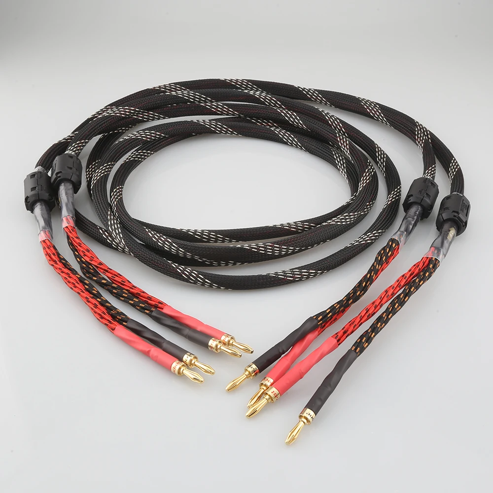 

One Pair Audiocrast HIFI speaker cable HI-End amplifier 4N OFC speaker cable with Banana plug