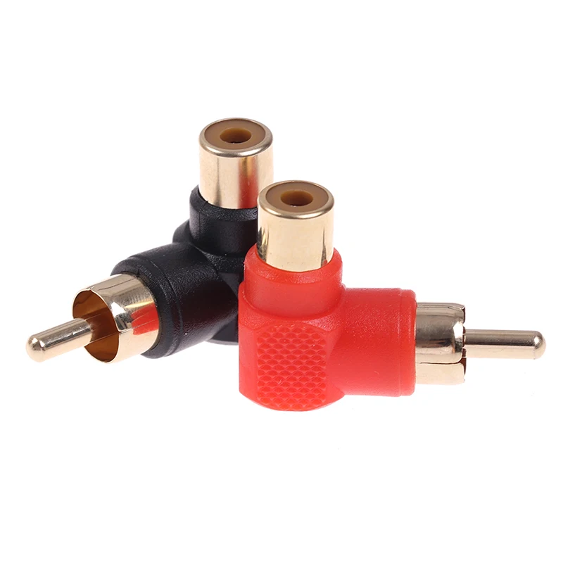 2Pcs 90 Degree RCA Right Angle Connector Plug Adapters Male To Female M/F 90 Degree Elbow Audio Adapter