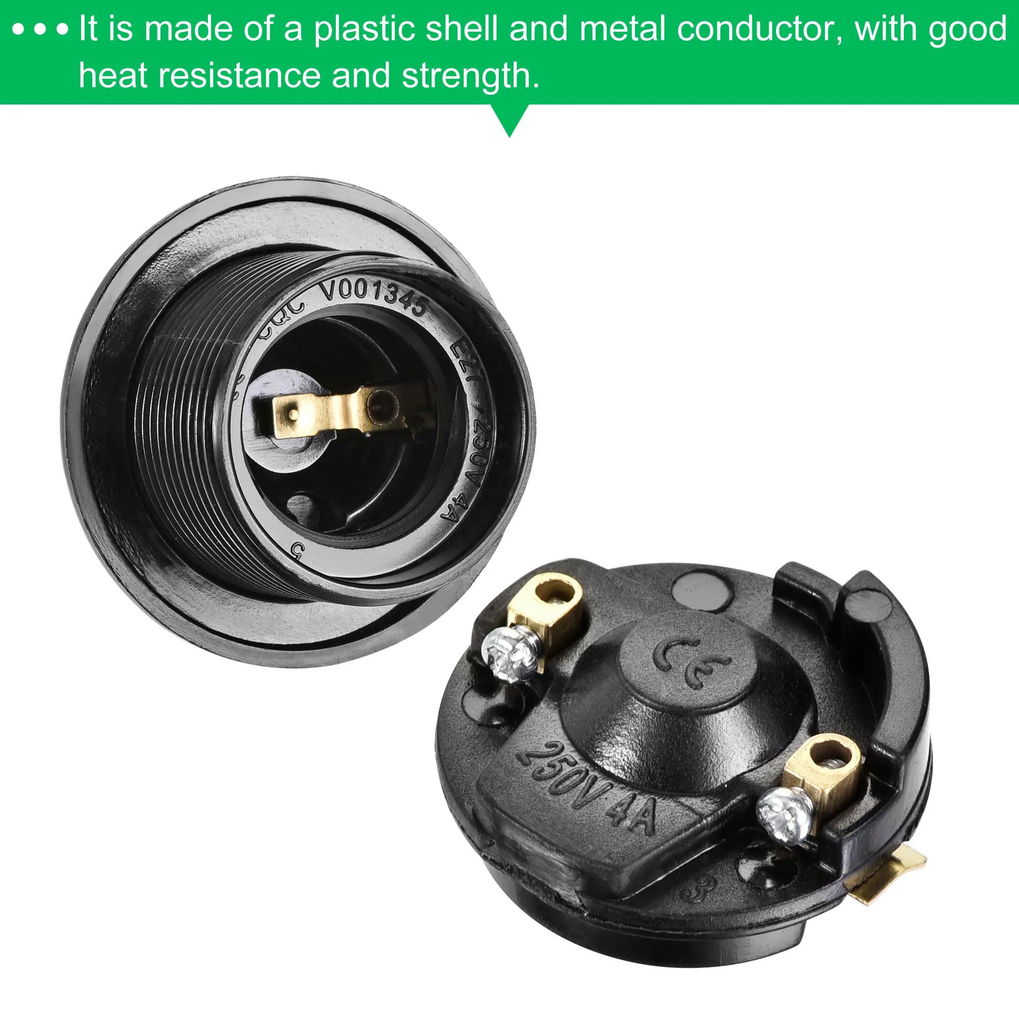 Uxcell 전구 홀더, 나사 회전 루프, 나사 베이스 램프 소켓, E26, E27, 250V, 4A, 5 개