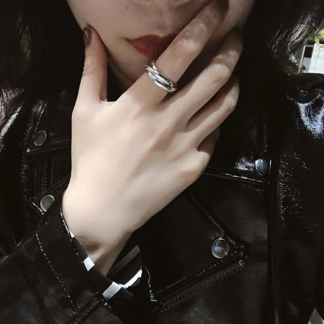 925 Sterling Silver Jewelry Fashion Chic Open Rings for Women Triple Circle Ins Finger Ring anel Bague anillos