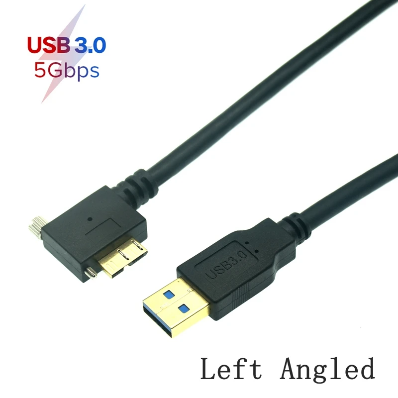 USB 3.0 a-b 90 stopni w prawo i lewo i w górę i w dół pod kątem Micro b USB 3.0 ze śrubami blokującymi zamontuj dane krótki kabel 0.3m 1m 1.8m 3m