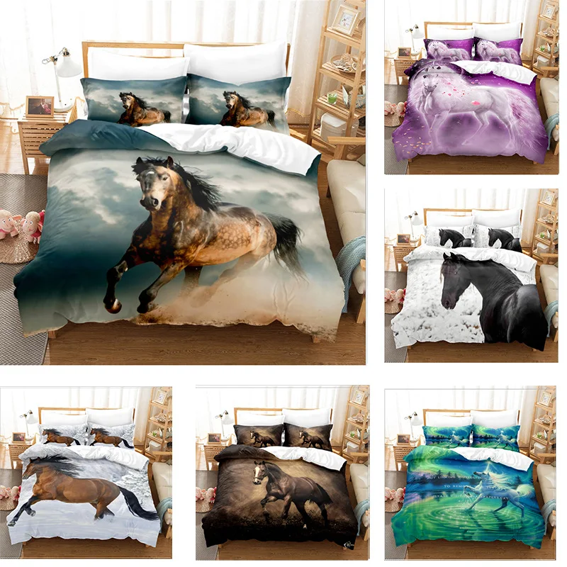 

3D Horse Bedding Set for Kids Teens Adult Twin Full Queen King Size Duvet Cover Set Ultra Soft Quilt/Comforter Cover&Pillowcases