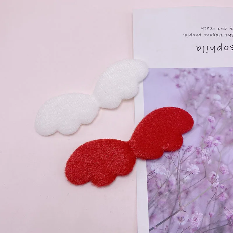 30Pcs/Lot 9.8*3CM Two Side Furry Felt Angel Wing Appliques For  DIY Children Hair Clip Accessories Patches