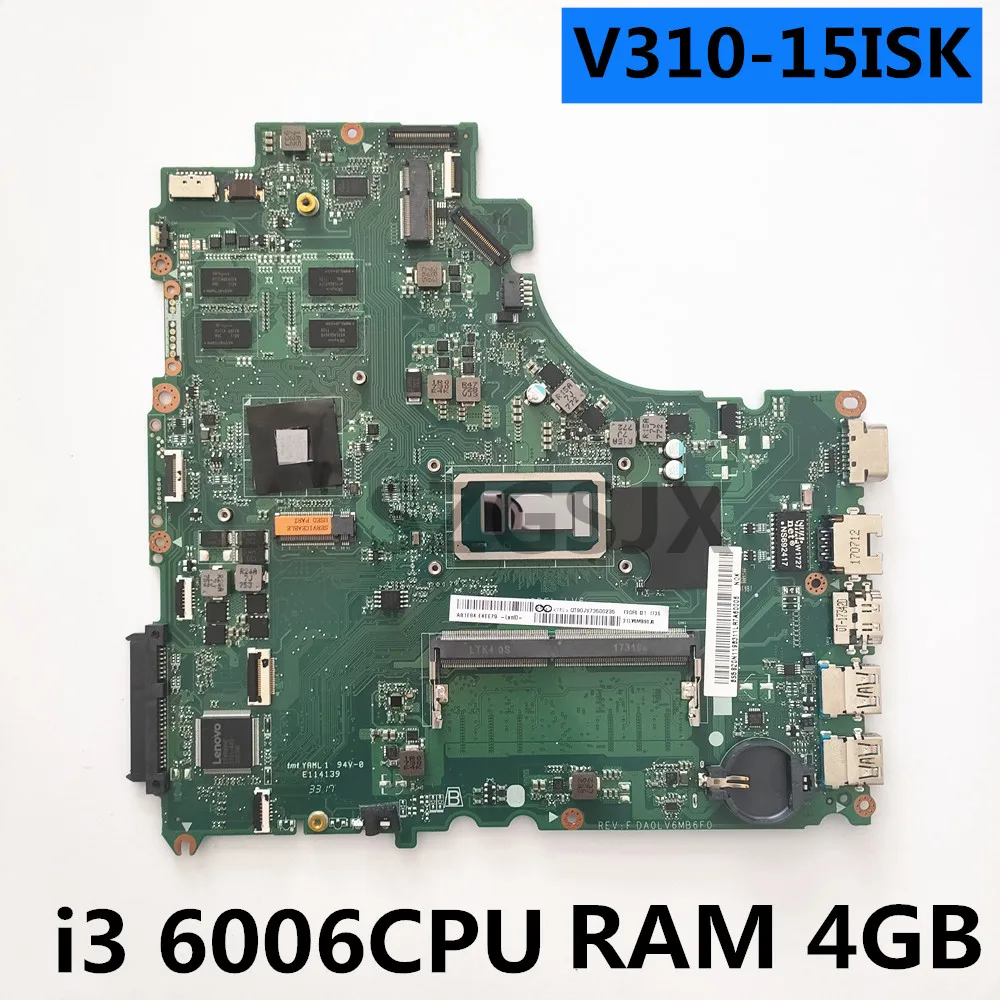 PARA Lenovo V310-15ISK V310-15IKB V510-15IKB Laptop Placa-mãe DA0LV6MB6F0 CPU i3 6006U RAM 4G GPU 2G 100% Teste