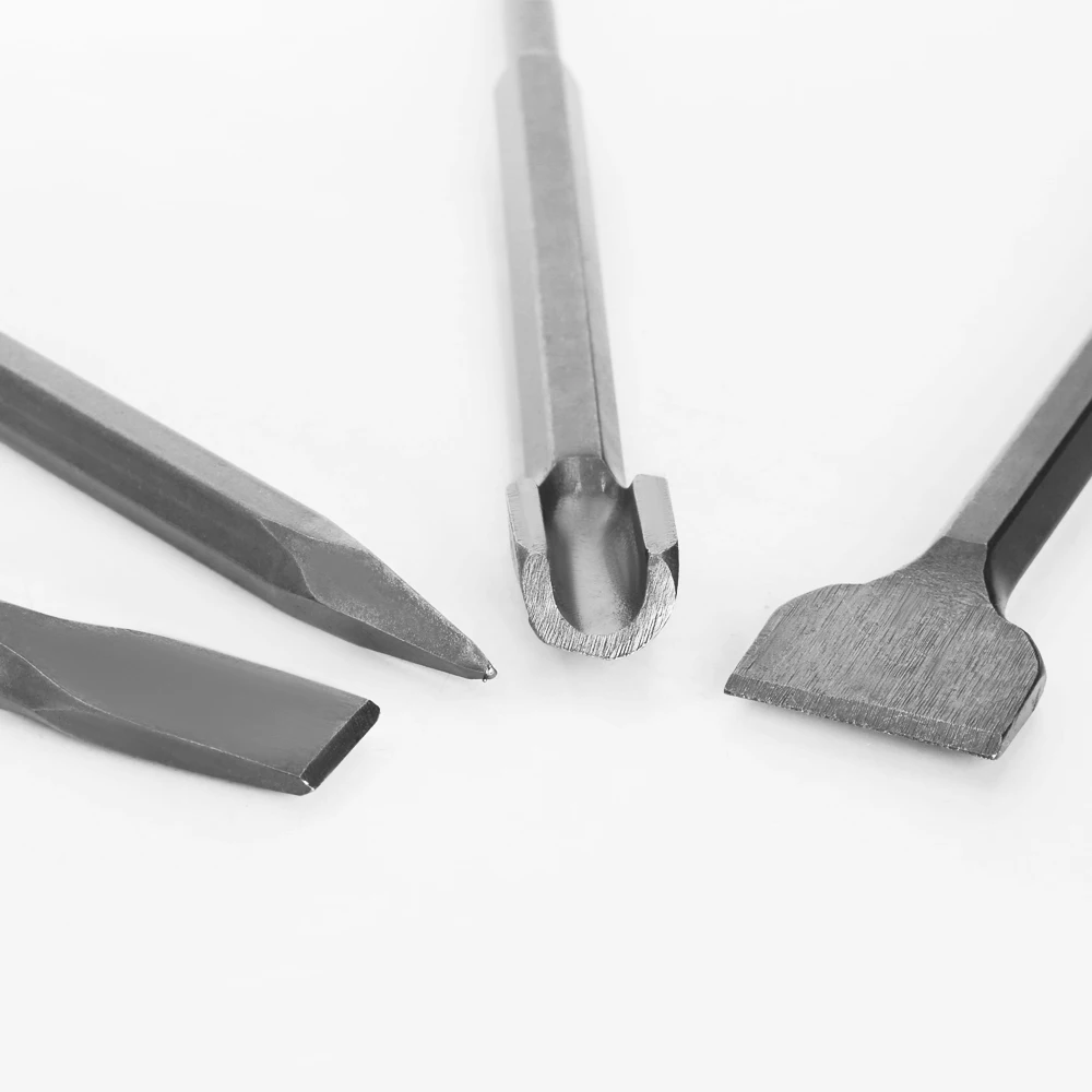 Imagem -06 - Sds Mais Cinzéis Conjunto Ponto Sulco Gouge Cinzel Plana Martelo Elétrico Broca Quebrar Concreto Tijolo Perfuração da Parede Peças 250 mm