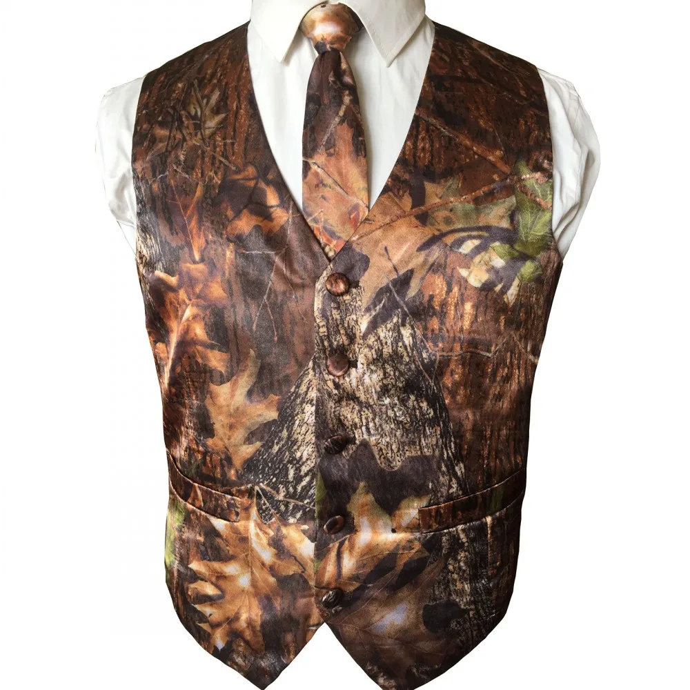 Camo Groom Vests Country Single Breasted Wedding Party for Men Attire Groomsmen  Prom Waistcoat Dresses  Hunter