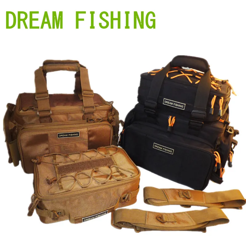 DREAM FISHING 45.5x25x21cm Multifunction Fishing Bag 2 Bags Bolsa De Pesca Waterproof Fishing Tools Lure Bag Outdoor Bag