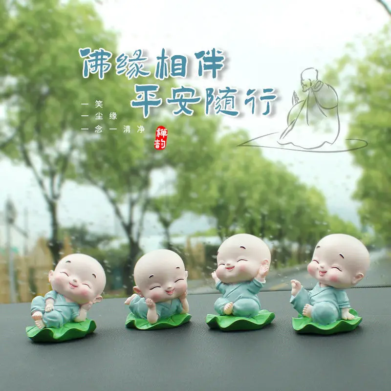 

The New Childhood Four Little Monks Shaking Their Heads Zen Novice Combination Car Interior Decoration Ornaments Handicraft