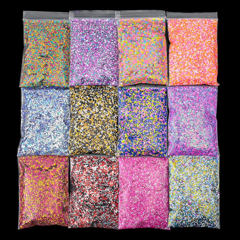 Paillettes Rondes Mixtes pour Décoration des Ongles, Fournitures Colorées pour Nail Art, à Faire Soi-Même, 50g par Sac, Ta10