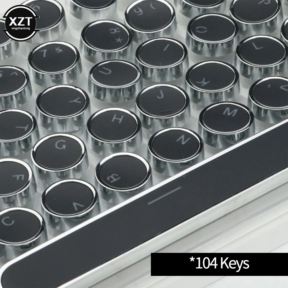 Round Mechanical Keycaps Replacement 104 Keys Ergonomic Retro Keyboard Caps for RGB Backlit Cherry MX Gaming Keypad