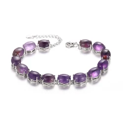 S925 Silver Bracelet Turquoise Amethyst Labradorite Bracelet Natural Gemstone Bangle Jewelry Party Anniversary Gift
