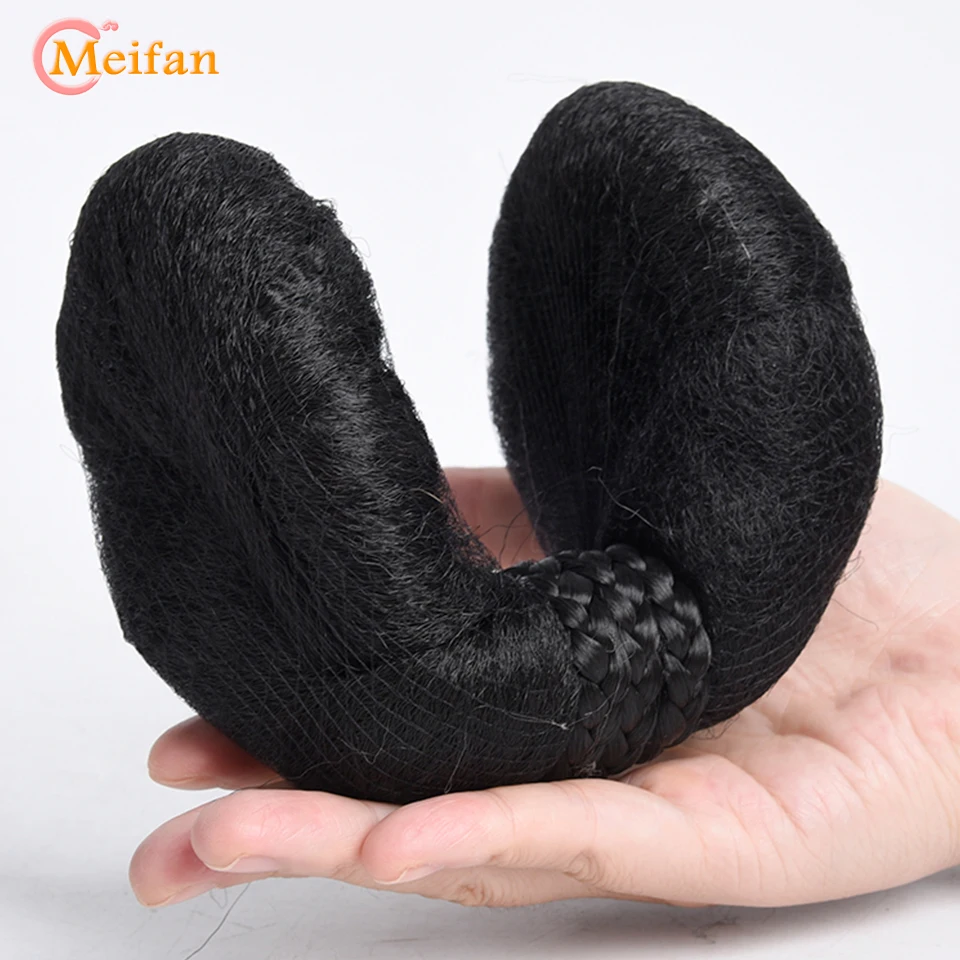 MEIFAN Synthetic Chinese Traditional Hanfu Wig Hair Bun Retro Black Chignon Fake Ancient Chinese Hair Bun Princess Cosplay Wig