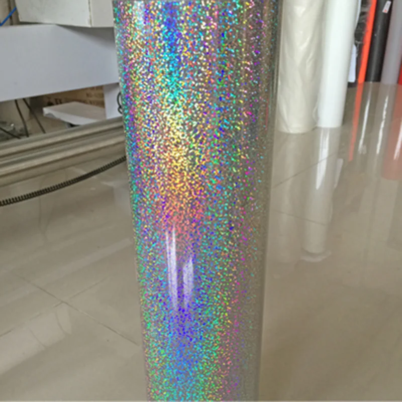 Kostenlose 25x100cm (10'x40') PET Wärmeübertragungsfolie Metallic Laser Vinyl für Pressmaschine Schneideplotter T-Shirt Folienfilm – Detail 6