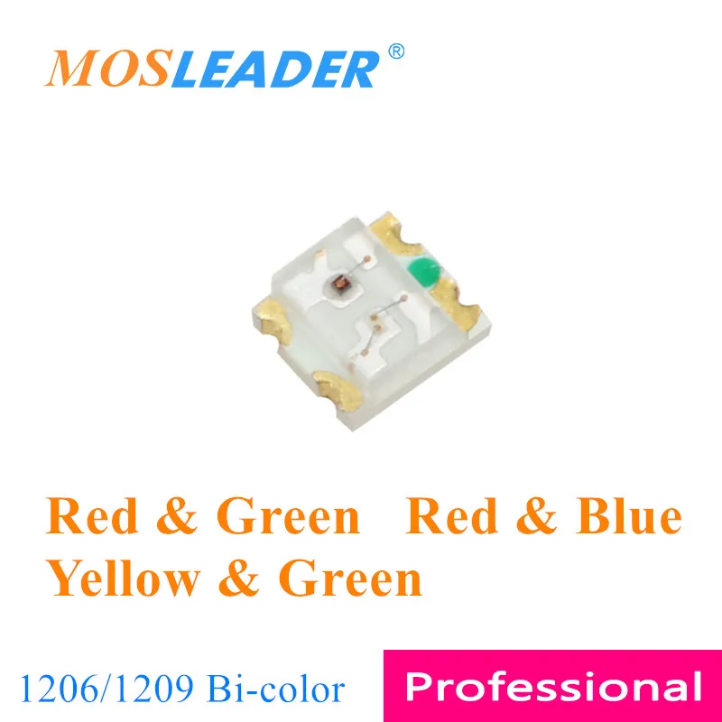 

Mosleader 3000pcs 1206 1209 Double color 3227 Red and Green Red and Blue Yellow and Green 3216 3.2*2.7 Bi-color SMD LED