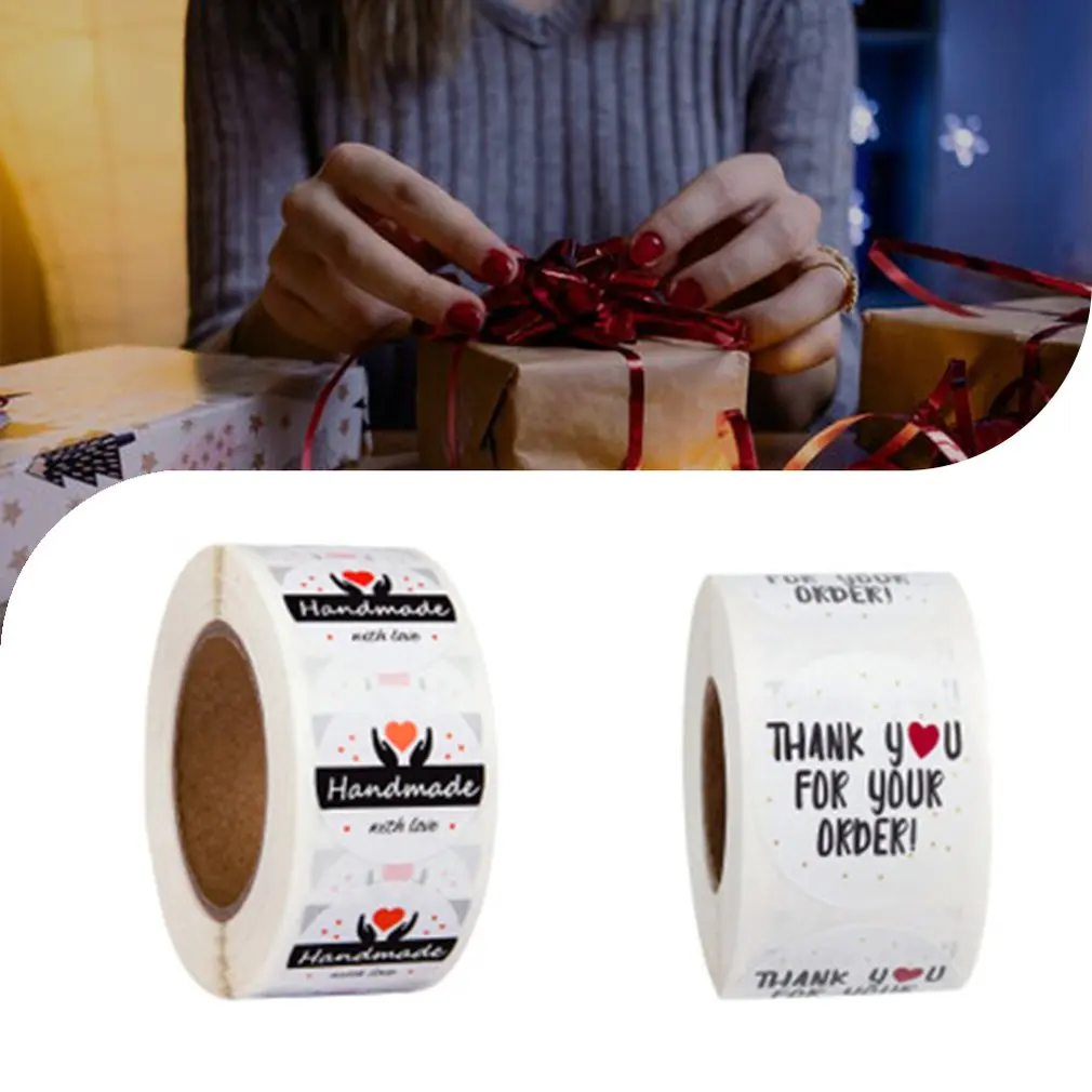 لفة ختم ملصقات شكرا لك الخبز الحرف اليدوية لوح نحاسي ذاتية اللصق المواد الجولة أعواد تزيين 1 بوصة