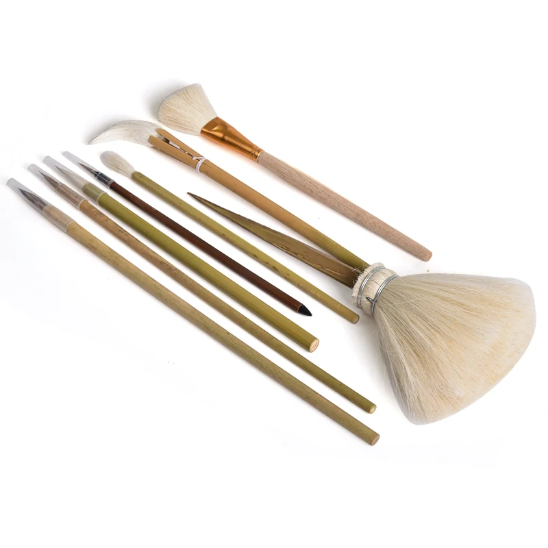 Pottery brush set 8 pieces/set of pottery art painting tools hook line pen coloring pen sweeping ash moisturizing pen