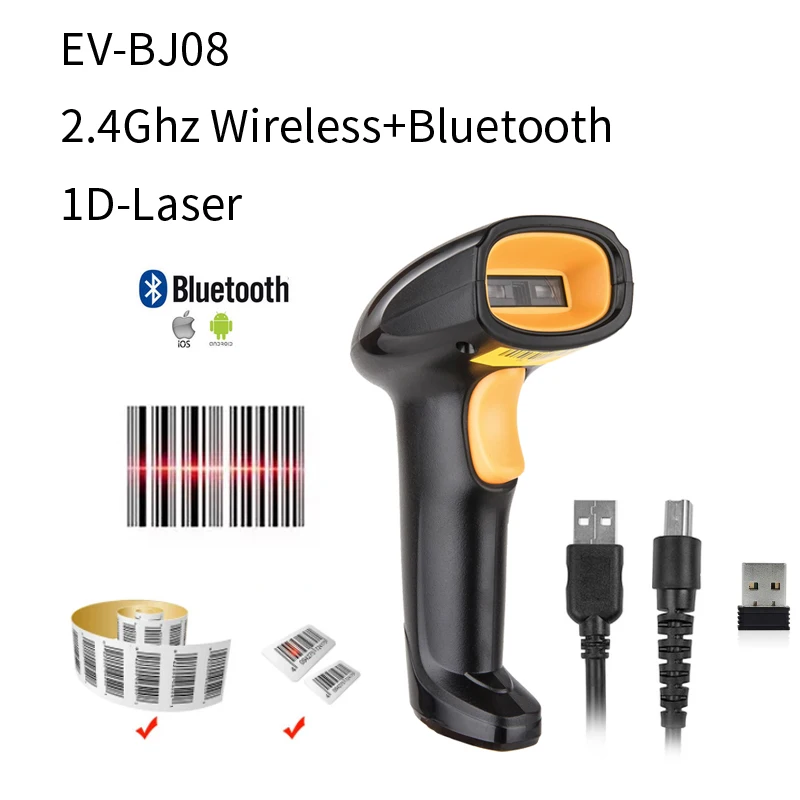 Ручной сканер штрих-кода EVAWGIB EV-W2503 и Bluetooth 1D/2D QR EV-1203 PDF417 для IOS Android IPAD